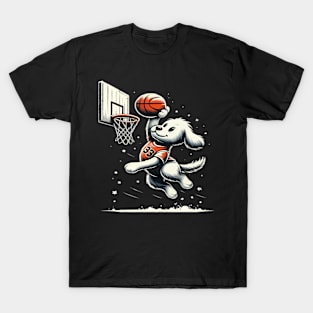 funny dog basketball slam dunked T-Shirt